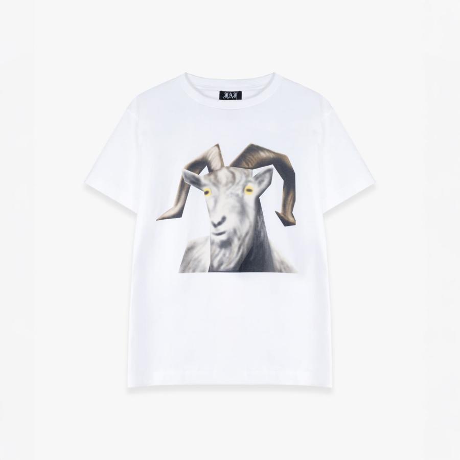 FAKE ASS FLOWERS AS FAF | GOAT FACE TEE (WHITE) Tシャツ ロゴ