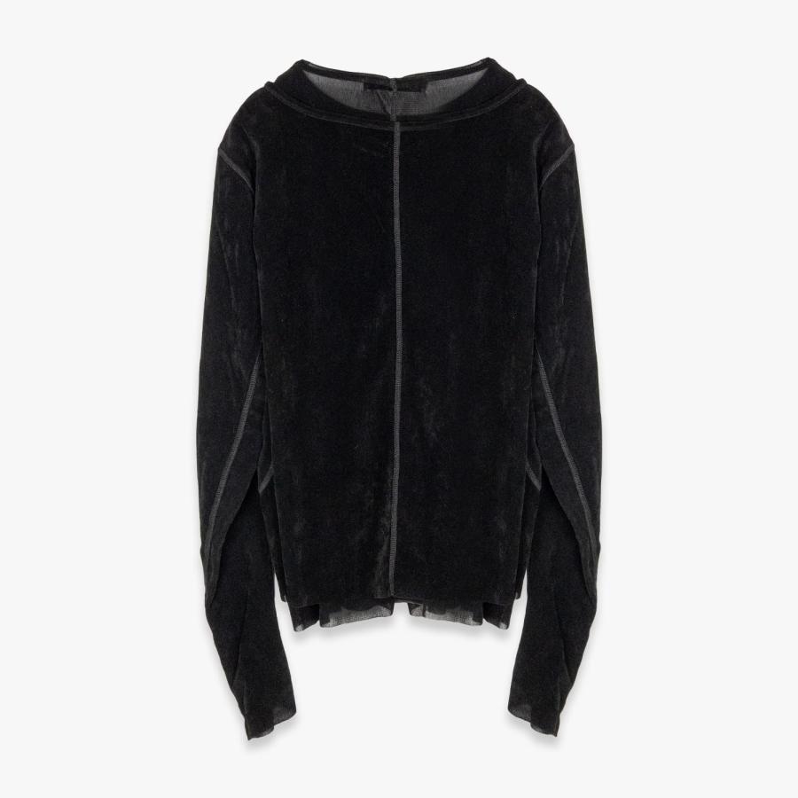 ○★新品未使用　NVRFRGT　Vネックセーター　2(M相当)　ブラック NVRFRGT（ネヴァーフォーゲット） | DOUBLE LAYERED LONG SLEEVE T
