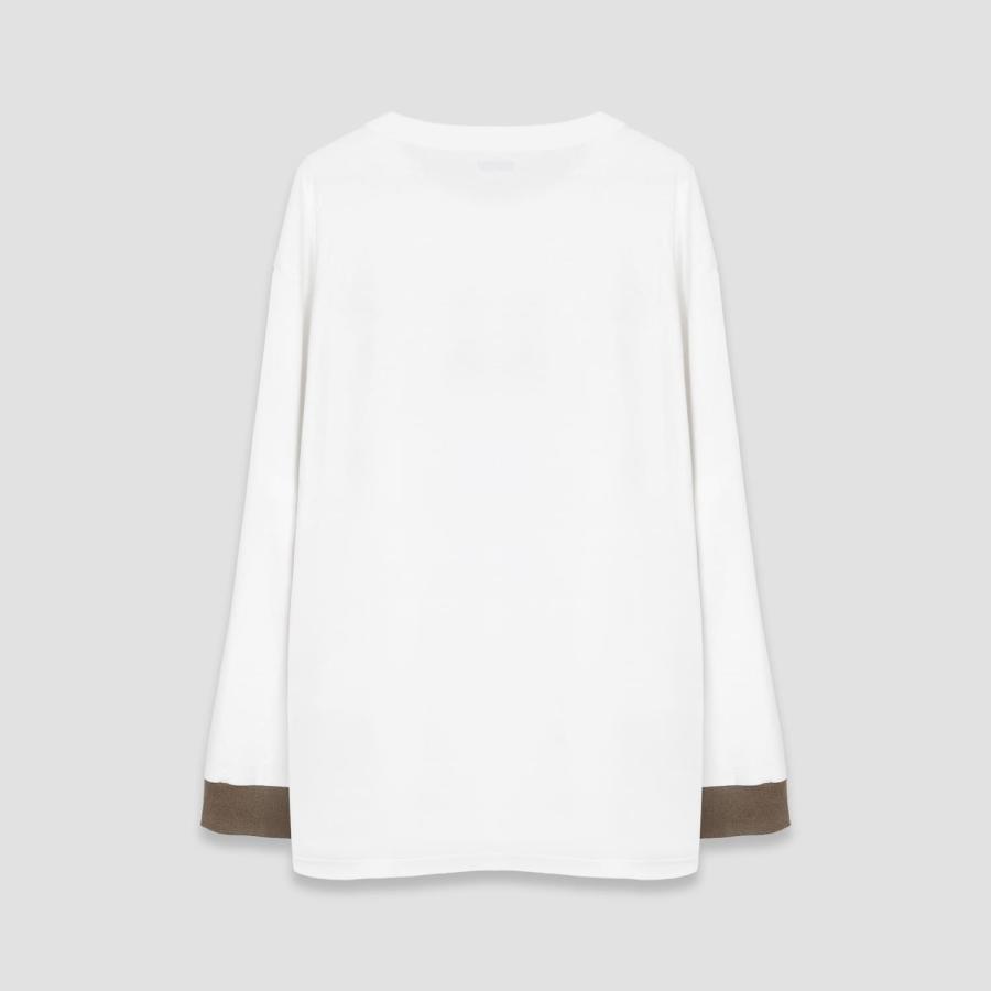 RANDY | HANG (WHITE x KHAKI) 長袖 ダブルTシャツ ロングスリーブ