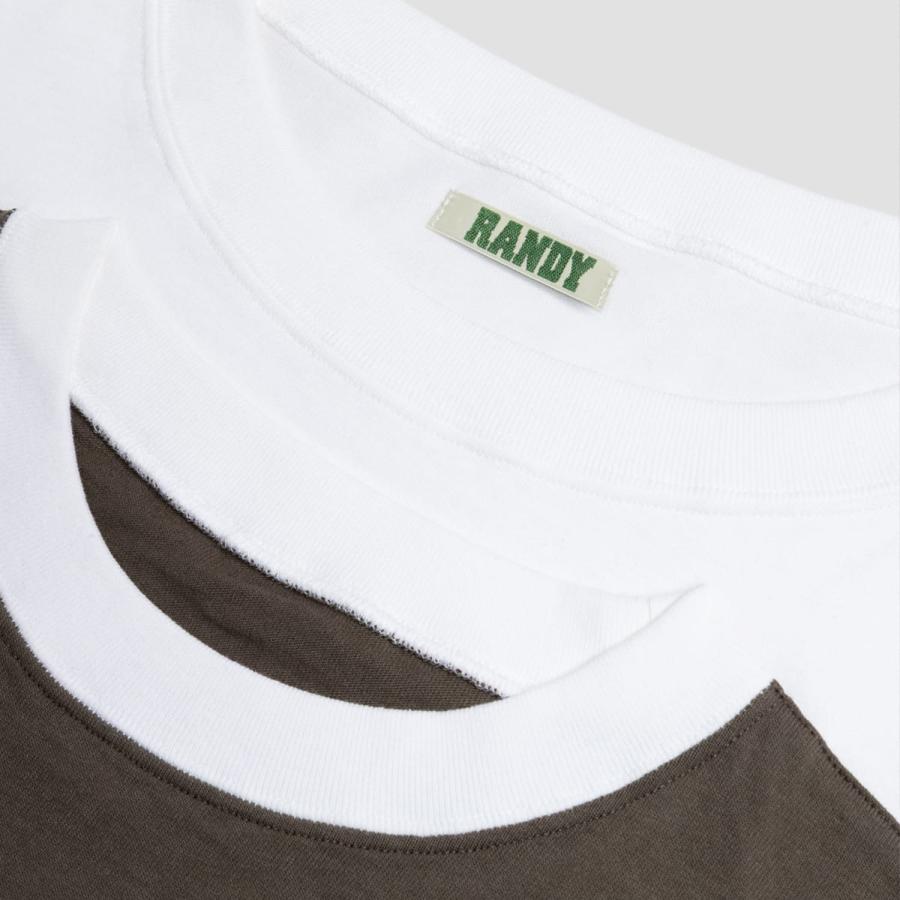 RANDY | HANG (WHITE x KHAKI) 長袖 ダブルTシャツ ロングスリーブ