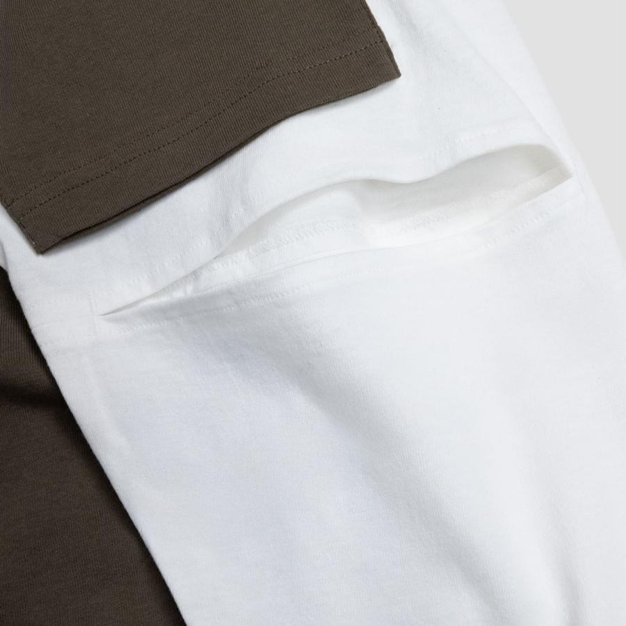 RANDY | HANG (WHITE x KHAKI) 長袖 ダブルTシャツ ロングスリーブ