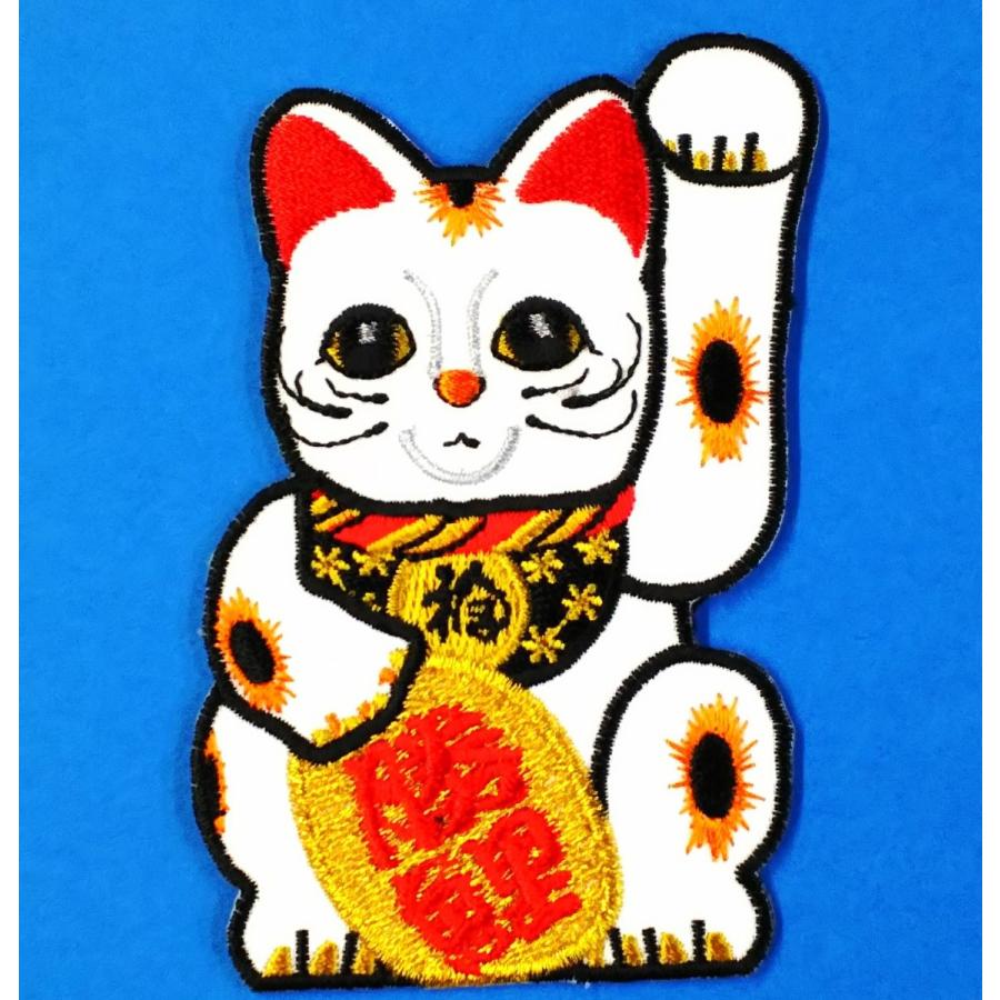 広島カープ 刺繍ワッペン 招き猫 白 (E-0001) カープユニフォーム CARP