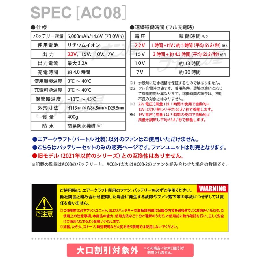 BURTLE ＼P10倍／ バートル AC08 リチウムイオンバッテリー 2024年 22V