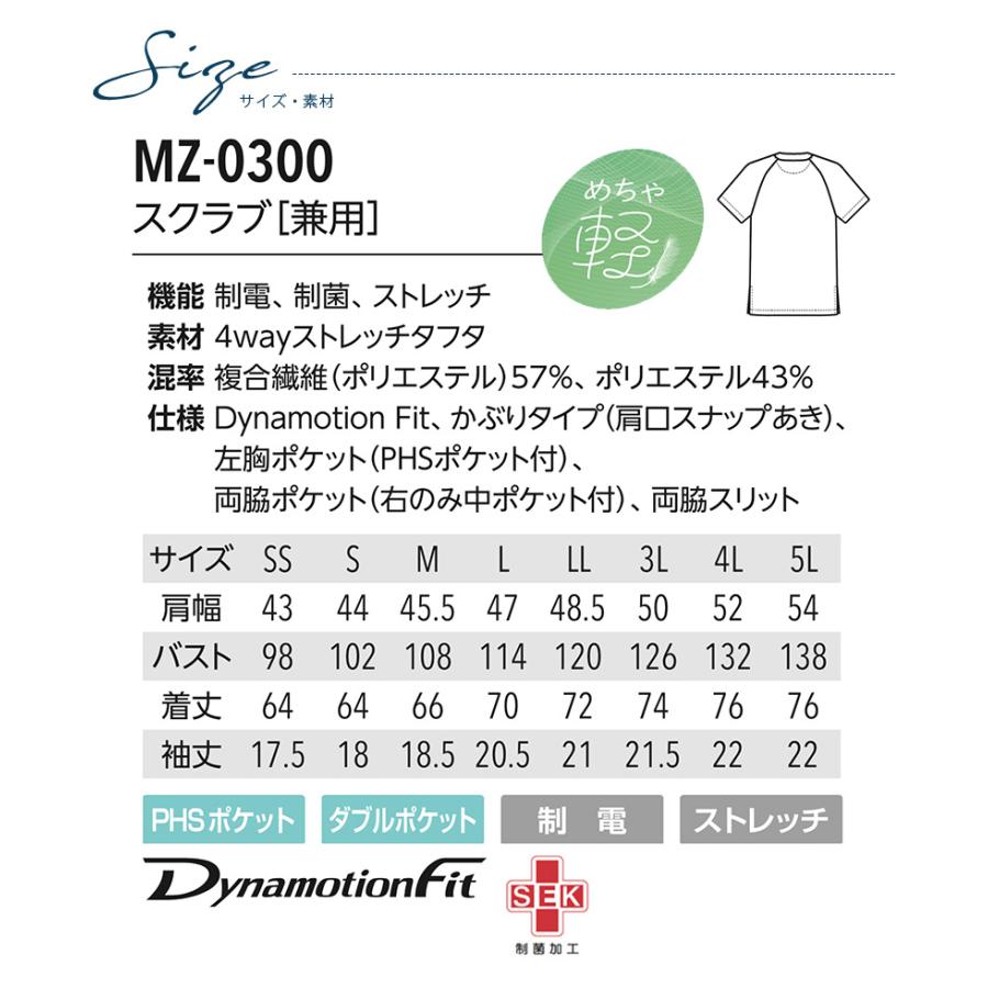 看護・介護用 Mサイズ スクラブセット MIZUNO（ミズノ） スクラブ 医療 白衣 MZ-0300 男女兼用 看護師 ナース
