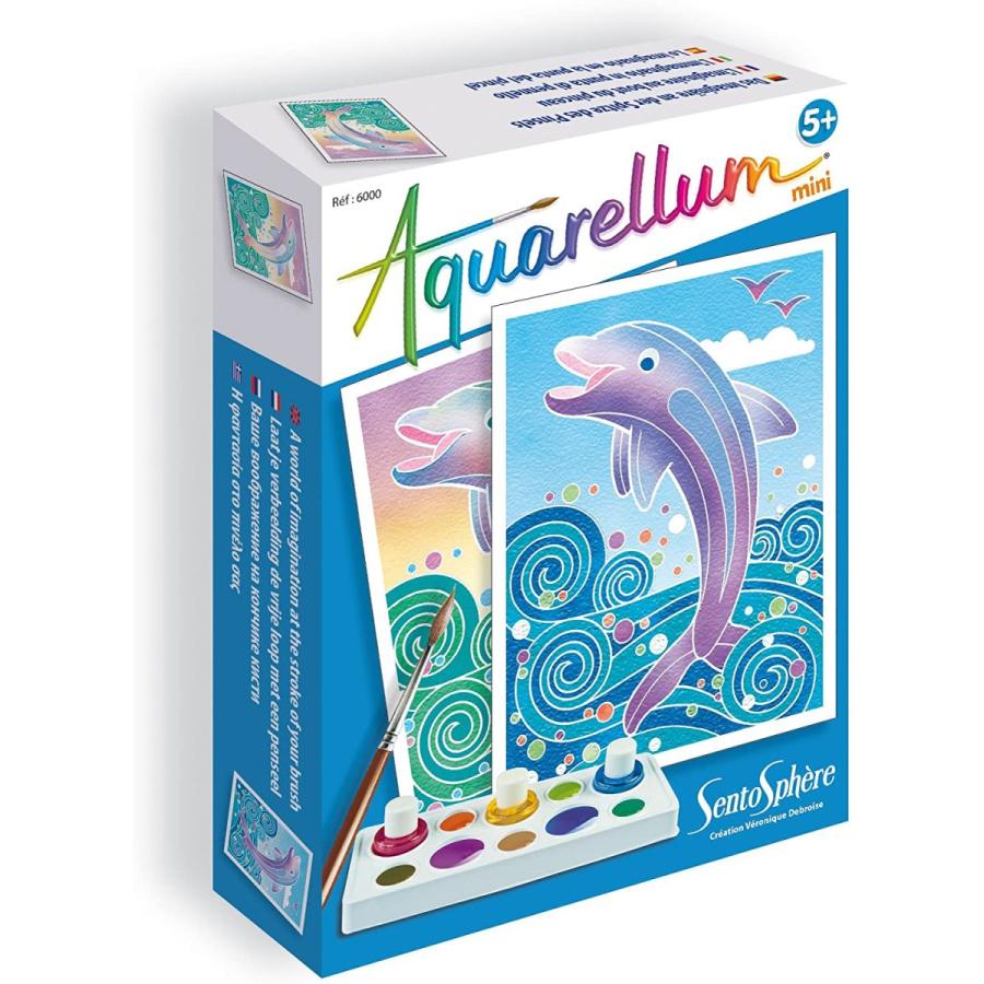格安販売の Aquarellum Mini アクアレルム ミニ イラスト イルカ 水彩ぬりえ 水彩画 セット 絵の具セット お絵かきシート フランス製塗り絵 Aynaelda Com