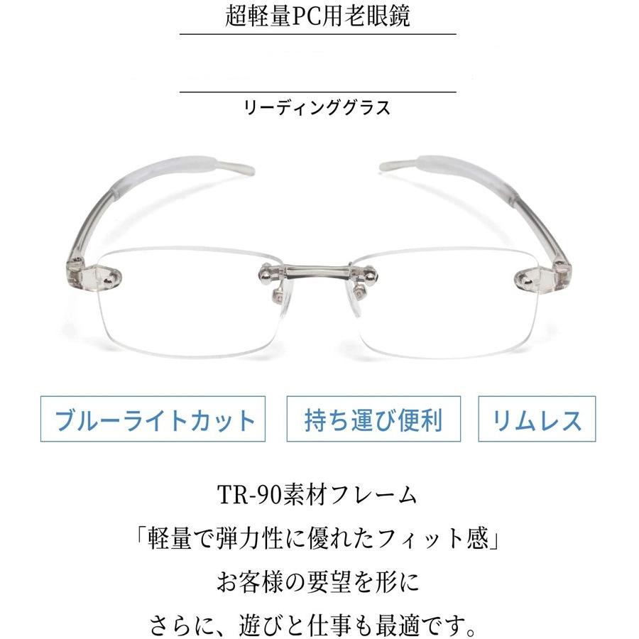 老眼鏡 縁なし リムフレ 超弾力性 TR素材 ブルーライトカット PCメガネ 軽量 おしゃれ ４色 携帯用 メンズ レディース リーディンググラス  ツーポイント :jxg413:うにストア - 通販 - Yahoo!ショッピング