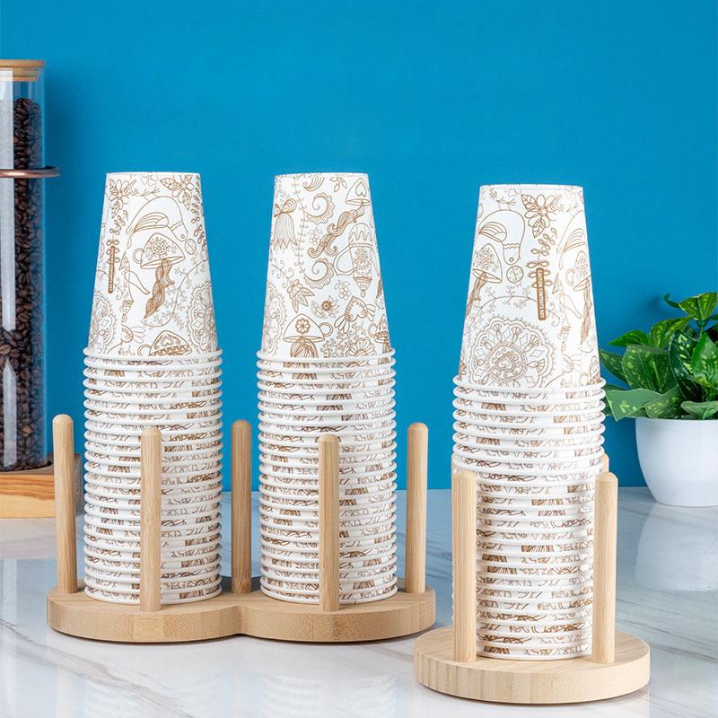 カップディスペンサー 紙コップホルダー 木製 使い捨てカップホルダー コーヒーカップと蓋収納 口径7 5cm以内適用 紙カップディスペンサー 最大99 オフ