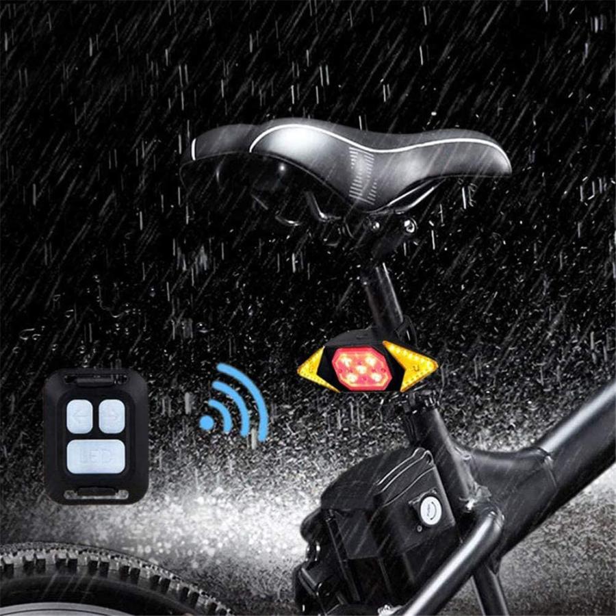 自転車用テールライト LED リモコン付 USB 充電式 防水 自転車用方向 