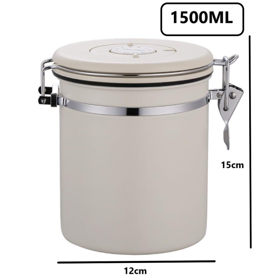 コーヒーキャニスター 1500mlスプーン付き 保存容器 ステンレス製 密封