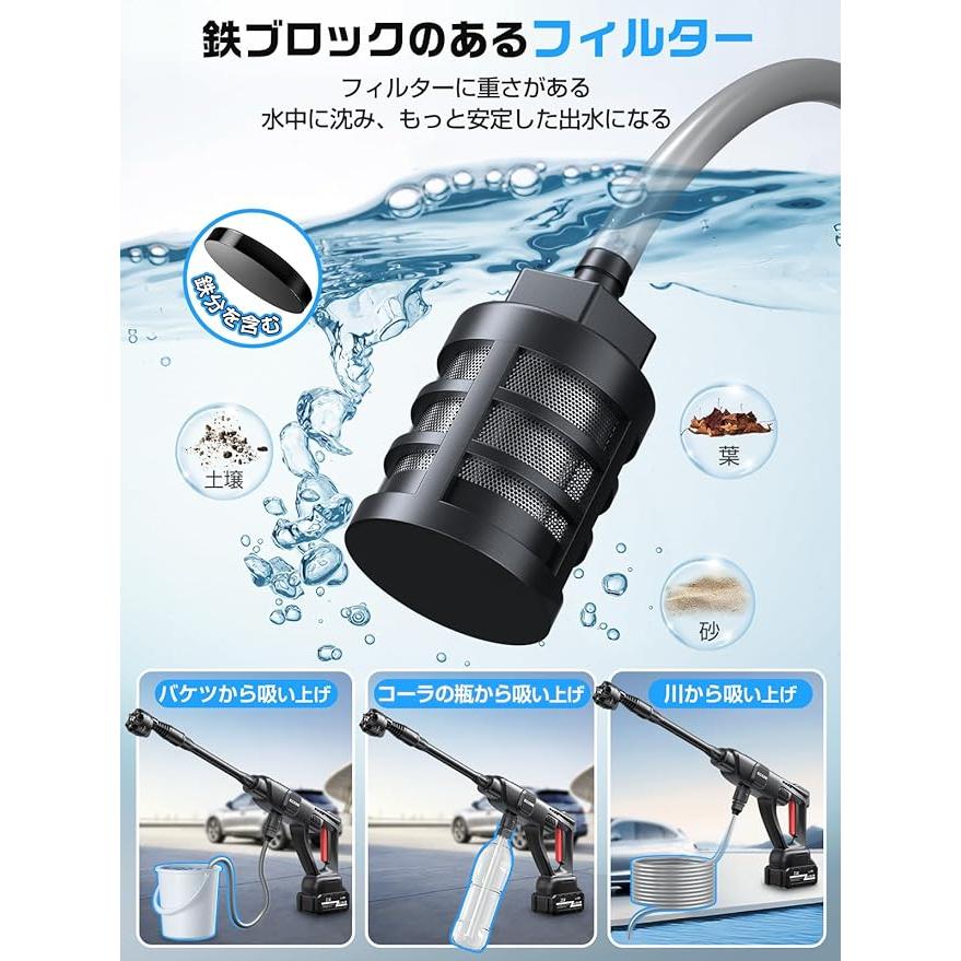 高圧洗浄機 コードレス 充電式 バッテリー式 洗車機 20000mAh 8MPa