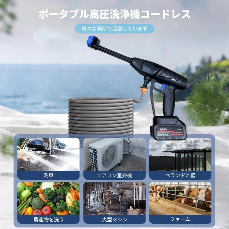 高圧洗浄機 コードレス 充電式 バッテリー式 洗車機 20000mAh 8MPa