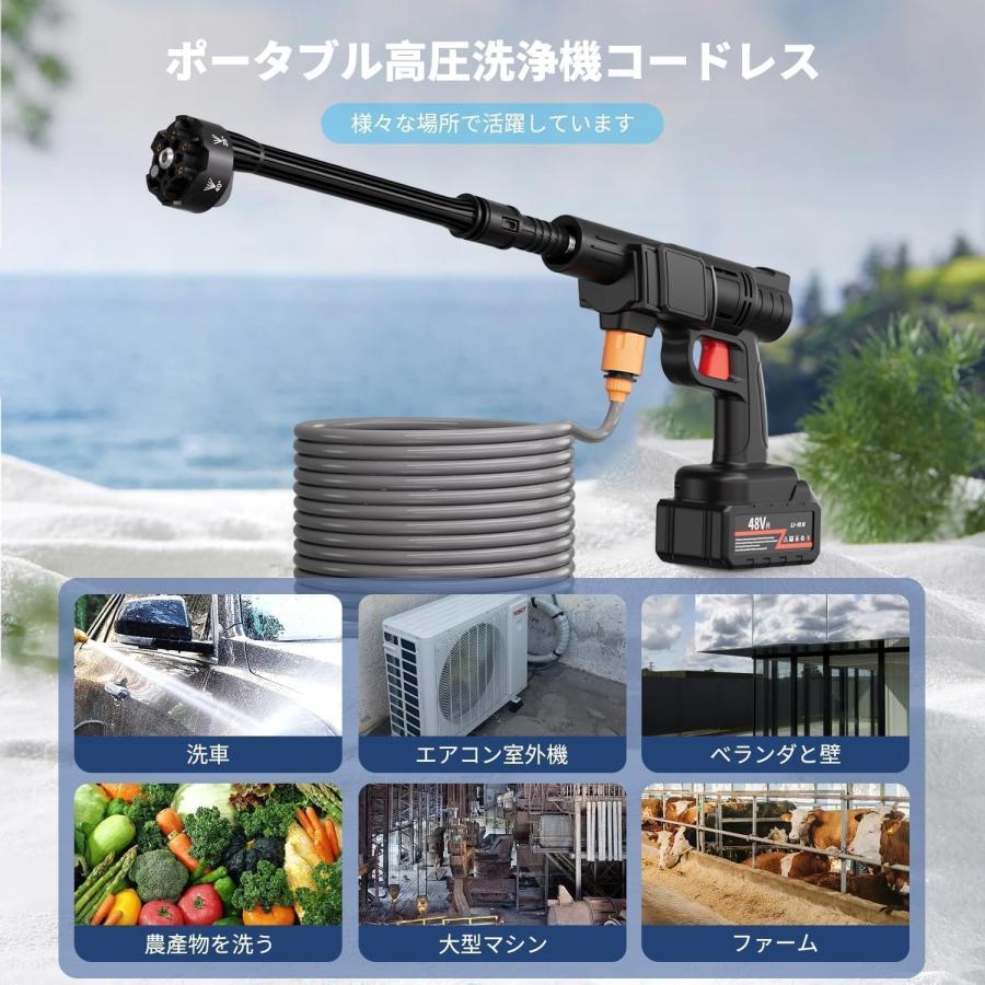 高圧洗浄機 コードレス 充電式 バッテリー式 洗車機 20000mAh 8MPa