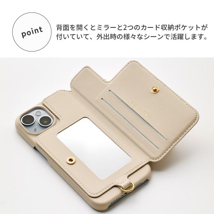 DEMIU ベージュ iPhone15proケース カードポケット付き iPhone15Proスマートフォンケース