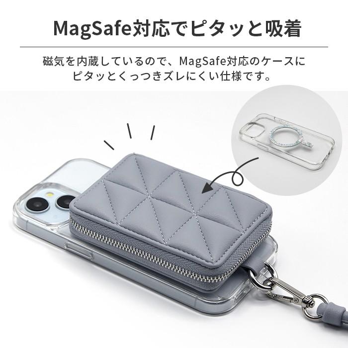 MagSafe対応 マグセーフ 収納 カードケース 財布 ミニウォレット ストラップ付き ネックストラップ ポーチ マグネット おしゃれ ...