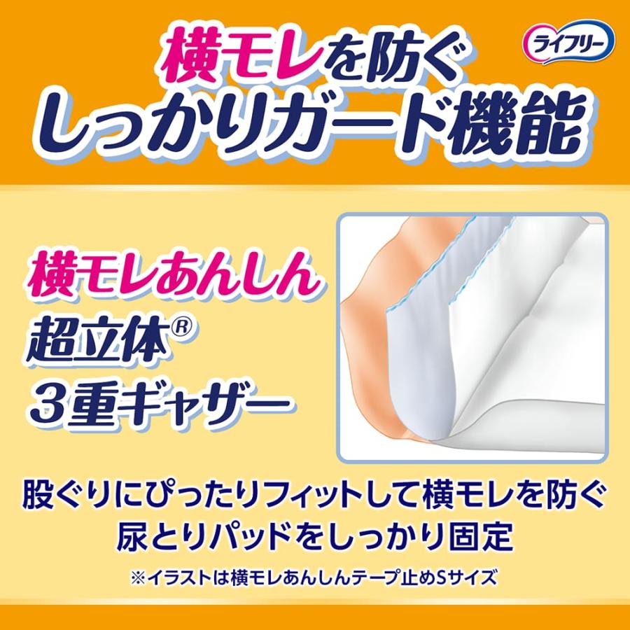 ライフリー 横モレあんしんテープ止め L17枚 4回吸収 4袋 600ml 尿漏れ