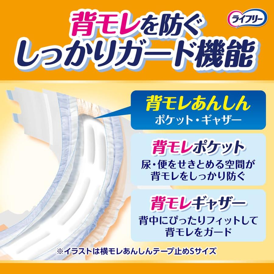 ライフリー 横モレあんしんテープ止め L17枚 4回吸収 4袋 600ml 尿漏れ