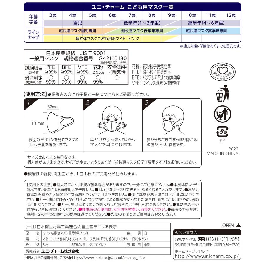 超快適マスク 園児専用タイプ 5枚　ユニ・チャーム公式ショップ | 超快適マスク | 01