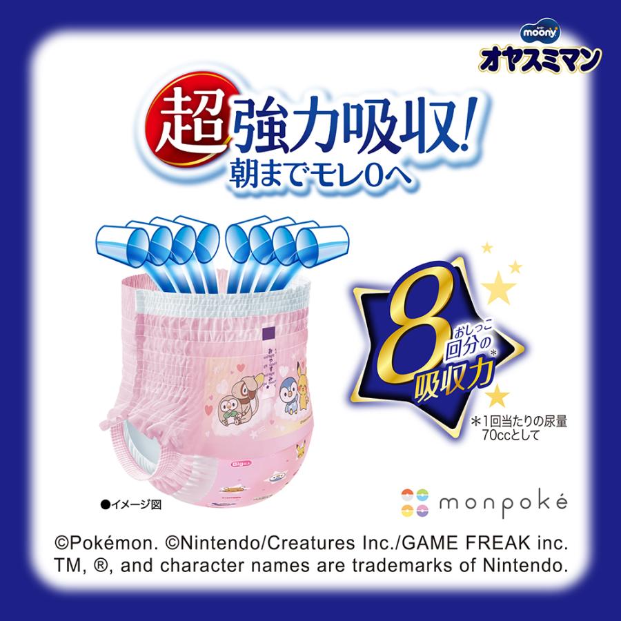 moony パンツ オヤスミマン ベビー用おねしょパンツ 夜用パンツ パンツ 女の子 ビックより大きい 超強力吸収 8回吸収 22枚×3 13kg〜28kg ユニ・チャーム公式 | オヤスミマン | 03