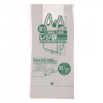 適当な価格 レジ袋 ジャパックス 関東8号/関西25号 RKK08 100枚×20冊×4箱 半透明 ゴミ袋、ポリ袋、レジ袋