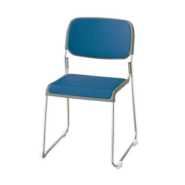 【訳あり】 会議椅子(スタッキングチェア/ミーティングチェア) ジョインテックス 肘なし 〔完成品〕〔沖縄離島発送不可〕 ダークブルー FRK-S2 座面：布張り 会議、ミーティングチェア