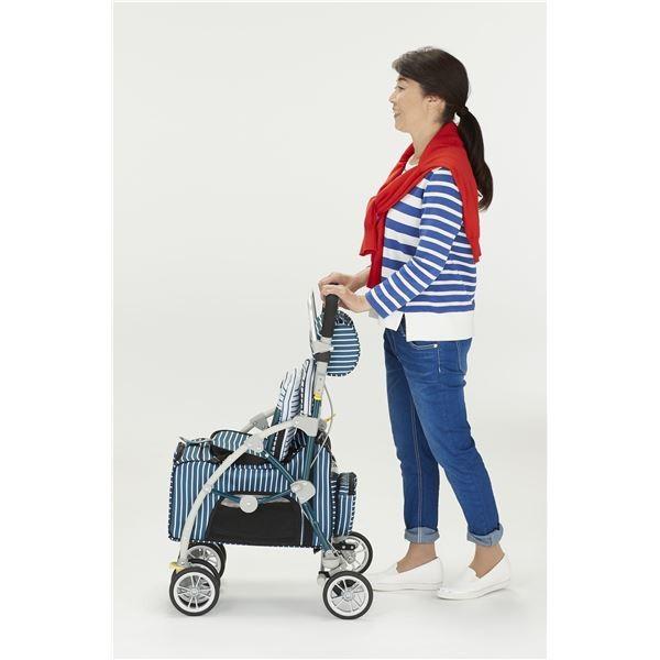 クリスマスファッション ラクティブペット 沖縄離島発送不可 杖ホルダー付き ブレーキ ブルー しま ペットカート シルバーカー フランスベッド 歩行車 大切なペットとお散歩できるペットカート仕様の手押し車 介護用品