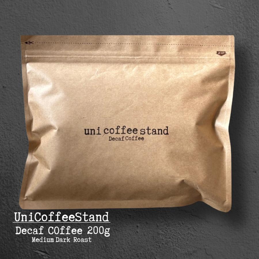 カフェインレス コーヒー豆 200g デカフェ 送料無料 珈琲豆 粉 ノンカフェイン 自家焙煎 妊婦 夜用 化学薬品不使用 コロンビア 美味しい 安全 uni coffee stand | 
