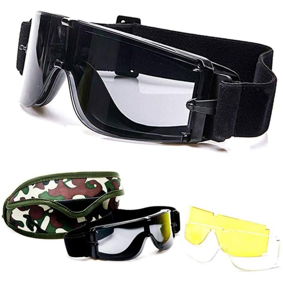 爆売り サバゲー ゴーグル メガネ タクティカルゴーグル ミリタリー 3色レンズセット レンズクリーナー 付属 専用 ケース 迷彩 サバゲー マスク その他インテリア雑貨 小物 Www Fcc Com Br