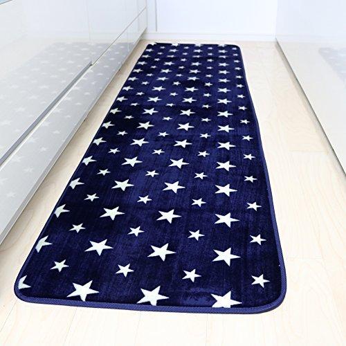 キッチンマット 玄関マット 洗える 滑り止め付 西海岸 マイクロファイバー 滑り止め スター ネィビー 登場大人気アイテム 240cm 65