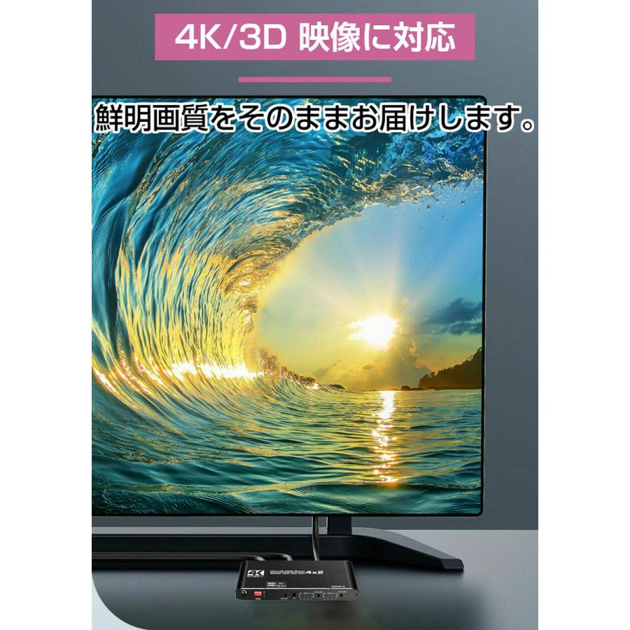 4×2 HDMI2.0 マトリックス HDMI 分配器 切替器 スプリッター セレクター 4K 4入力 2出力 同時出力 高画質 HDMI接続 4K対応 3D HDCP対応｜unicornshop｜07