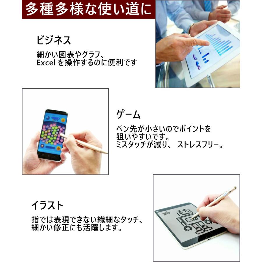 1.4mm 極細 ペン先 2in1 ダブルヘッド スタイラスペン タッチペン 充電