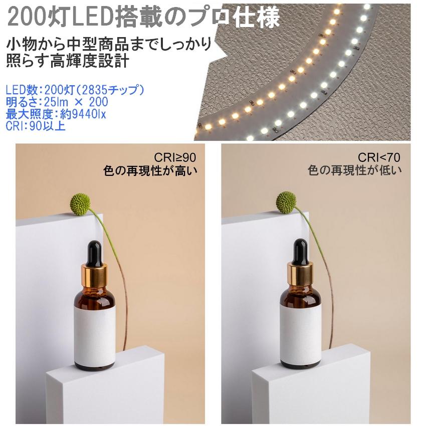 撮影ボックス 撮影キット 50cm LEDライト 200灯 調光10段階 背景12色