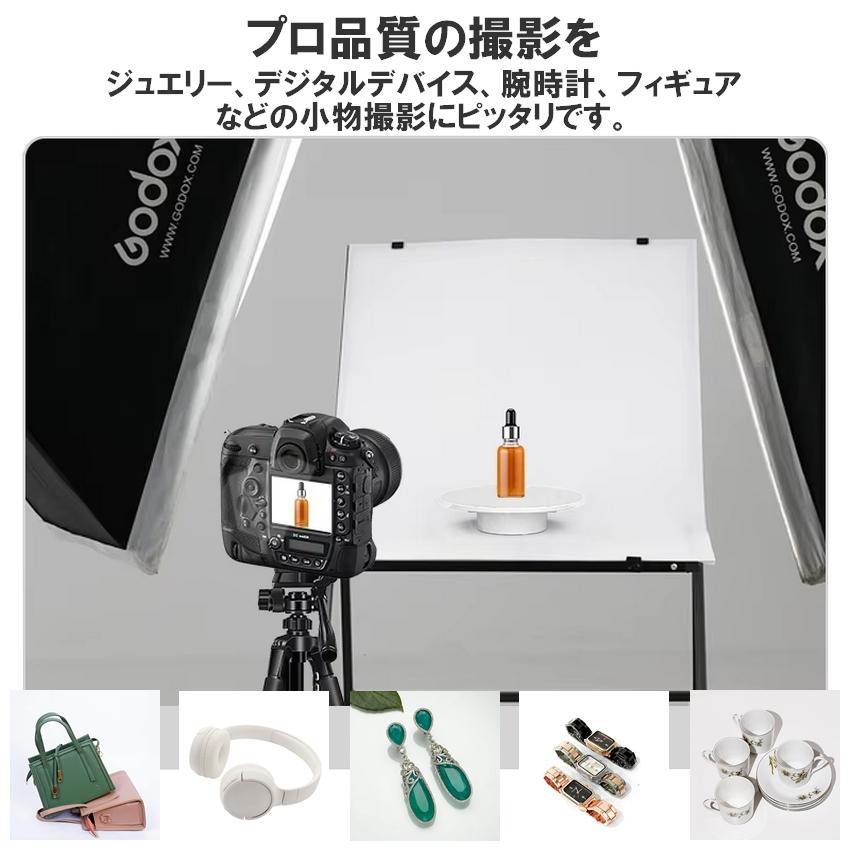 電動ターンテーブル 360度回転 20cm 低騒音 撮影用 回転台 USB給電