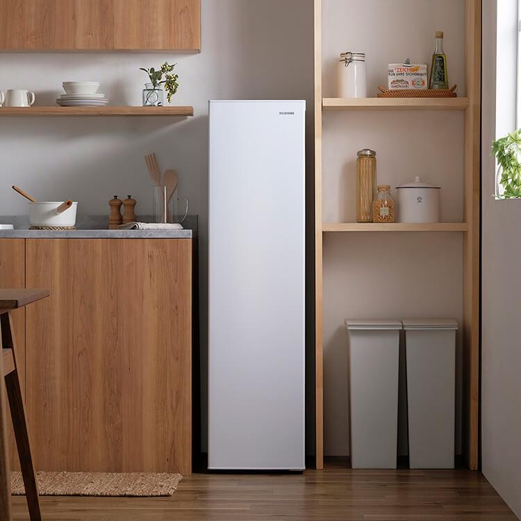 120L IRIS OHYAMAスリム冷凍庫 IUSN-5122-W IUSN-S12A-W スリム冷凍庫 120L アイリスオーヤマ 右開き