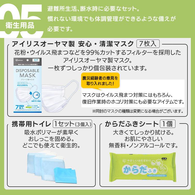 防災グッズ 1人用 防災セット 非常食 防災用品 非常食セット 非常食付き 水 避難グッズ アイリスオーヤマ 非常用 トイレ 非常食 40点｜unidy-y｜16