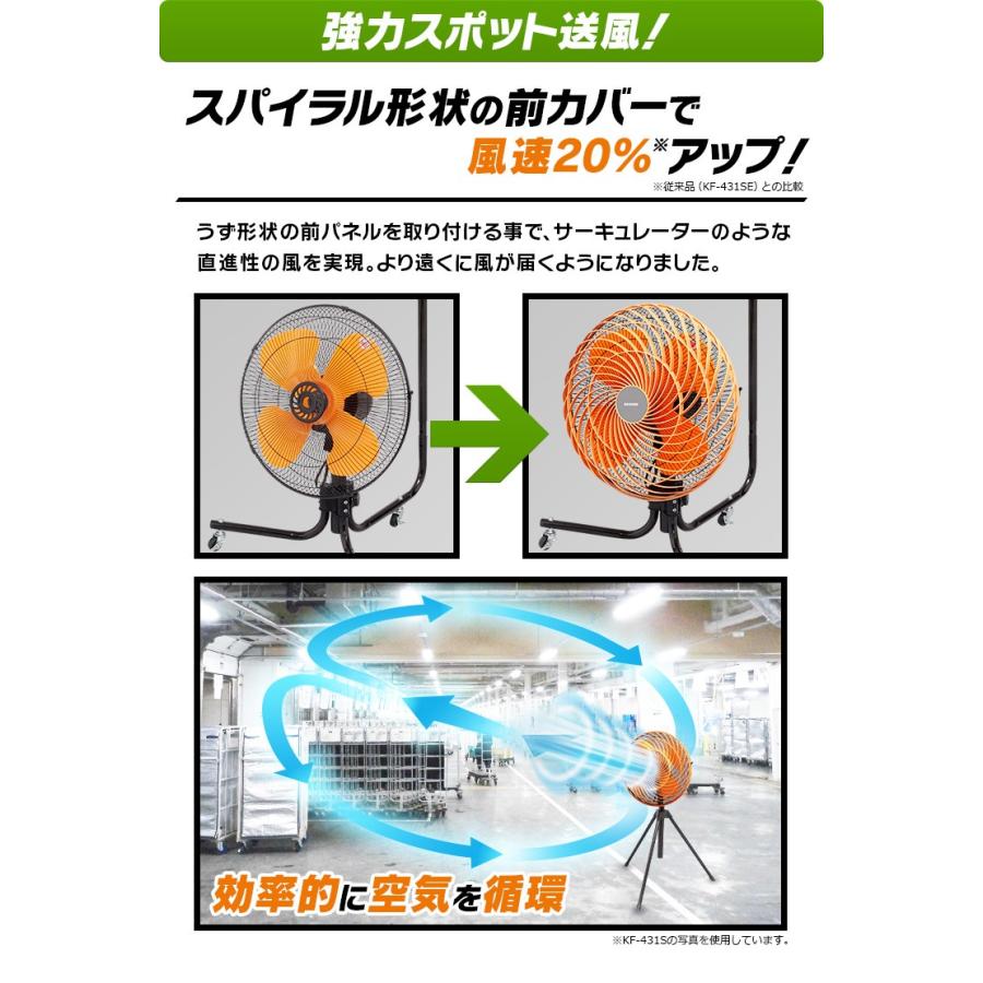 工業扇風機 大型 アイリスオーヤマ キャスター型 工業用扇風機 工場扇 業務用 扇風機 工業扇 学校 会社 工場 KF-431C｜unidy-y｜03