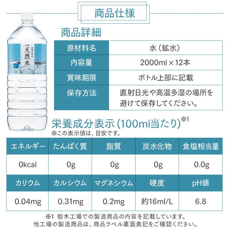 天然水 ミネラルウォーター 2L×12本 飲料水 まとめ買い LDC 自然の恵み