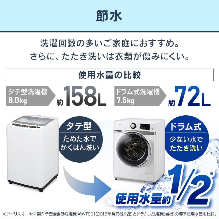 IRIS OHYAMA 洗濯機 ドラム式 7kg 7.5kg 安い ドラム式洗濯機