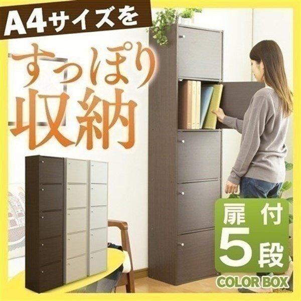 IRIS OHYAMA（アイリスオーヤマ） カラーボックス 5段 扉付き 本棚 A4