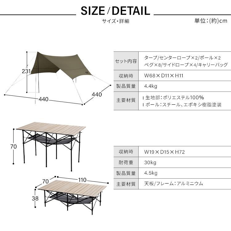 IRIS OHYAMA キャンプセット HUGEL 5点セット 収納 組み立て