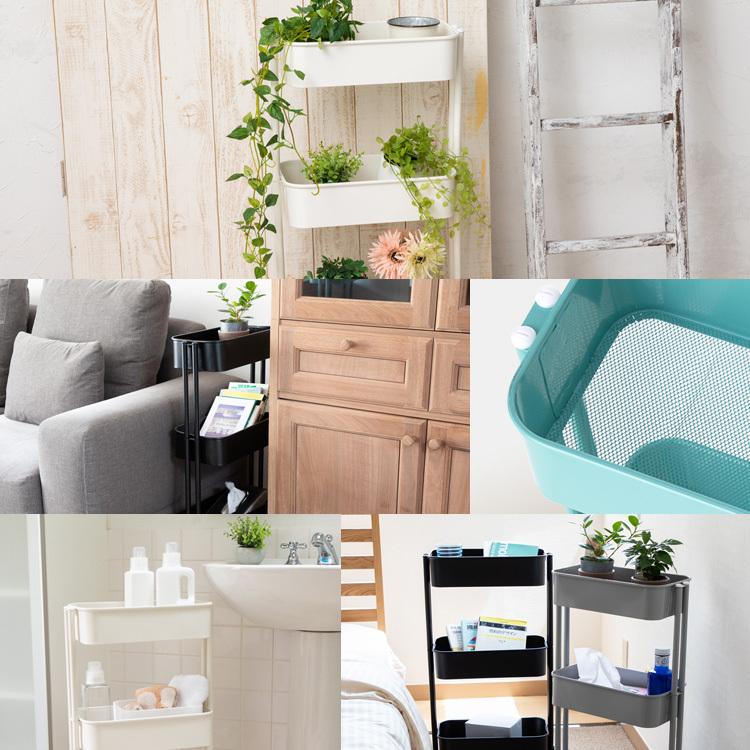 アイリスプラザ キッチンワゴン キッチンワゴン3段 キャスター付き スリム キッチン おしゃれ