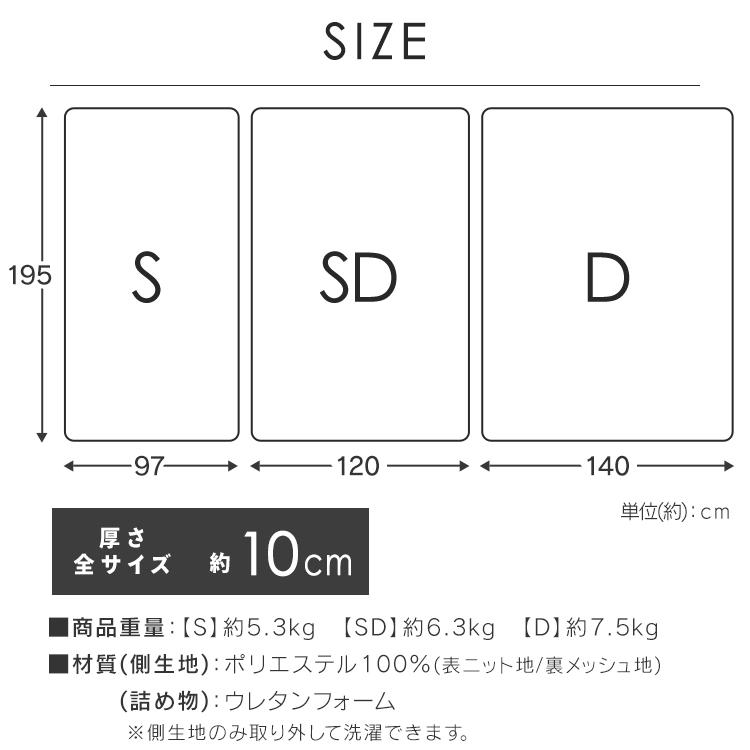 マットレス セミダブル 高反発 折りたたみ 三つ折り 折り畳み 寝具 高反発三つ折りマットレス KUM3-FX10-25D-SDBN (D)｜unidy-y｜24