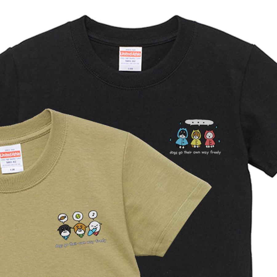 柴犬グッズ 半袖 シャツ 3柴 赤柴 黒柴 白柴 / 犬柄 キッズ