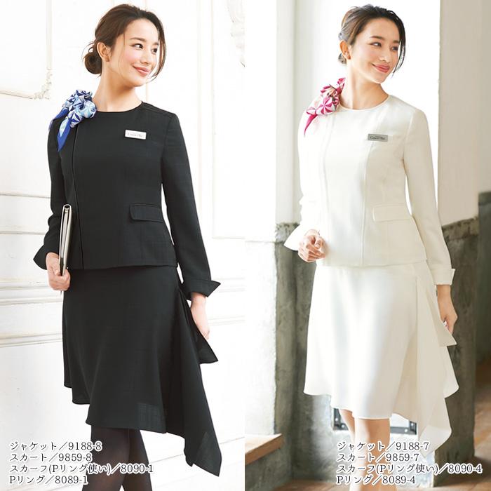 スカート レディース 9859 ブラック ホワイト アシンメトリー 日本製