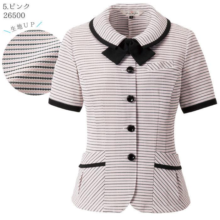 rady♡未着用アンジョアen joie ピンクオーバーブラウス13号2枚 ジョア オーバーブラウス 事務服 26500 アンジョア リボン付き 半袖 黒