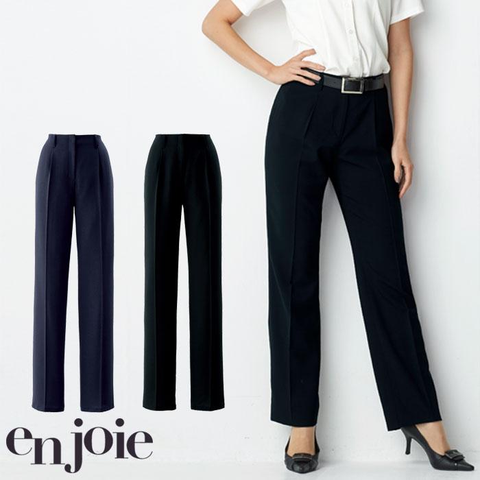 ジョア パンツ 事務服 76612 アンジョア 紺 黒 清涼裏地 高通気 後ろ
