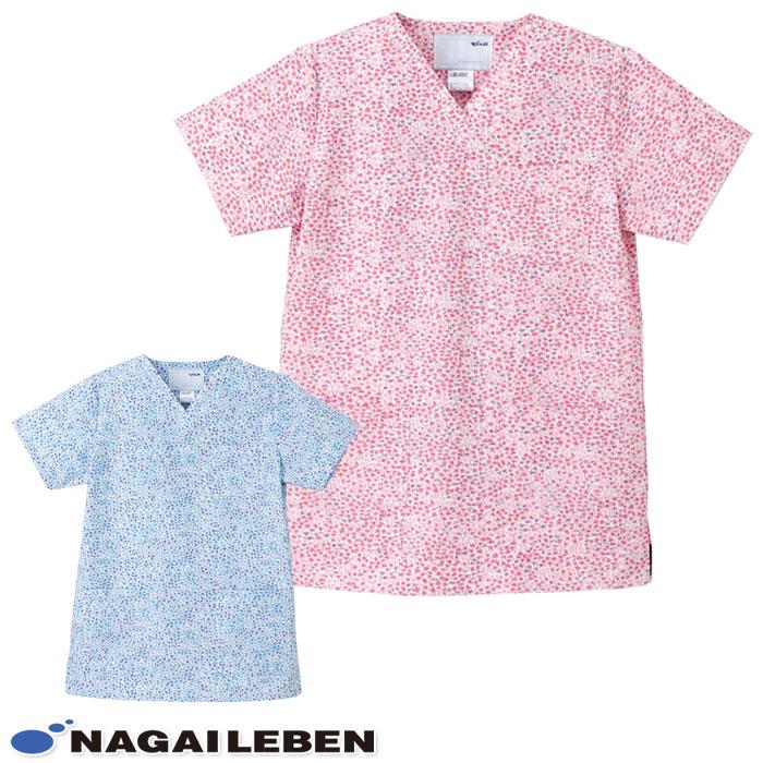 ナガイレーベン スクラブ 白衣 医療 Lbs4337 レディース ピンク ブルー 花柄 半袖 手術衣 女性 エコ M Nagai Lbs4337 ビズタイム 通販 Yahoo ショッピング