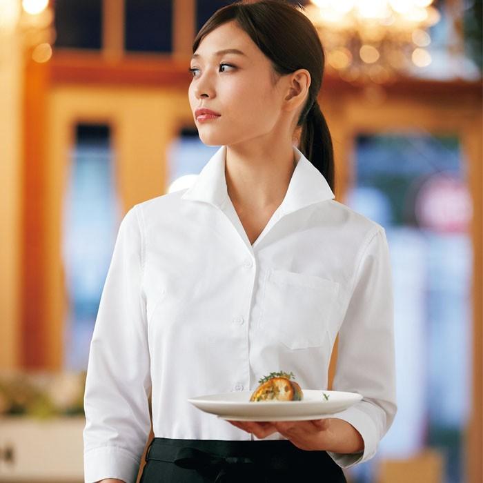 KAZEN（カゼン） 627 レディスシャツ七分袖 女性 カフェ バー 飲食店