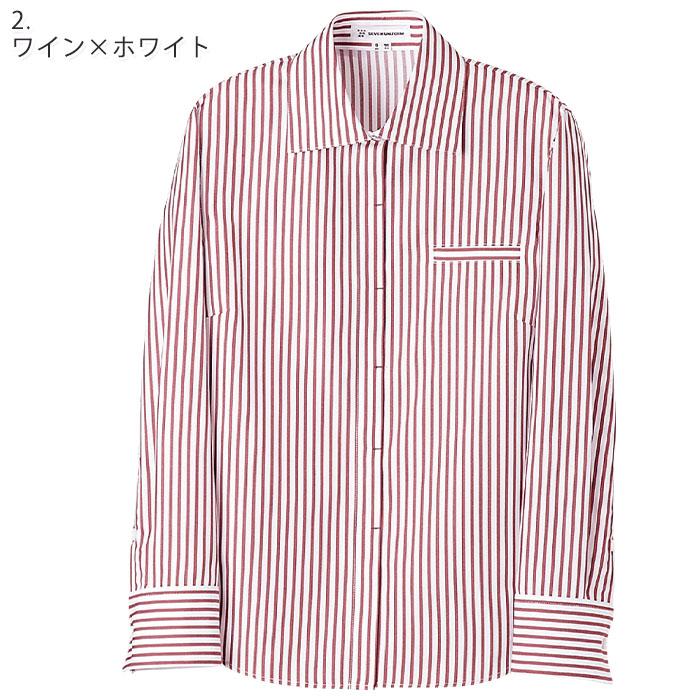 WH7616 長袖ストライプシャツ 女性用 ブラウス レディース 7〜15号