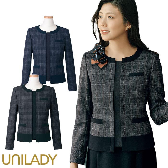 UNILADY レディーススーツ9号 グレー 事務服 秋冬3点セット