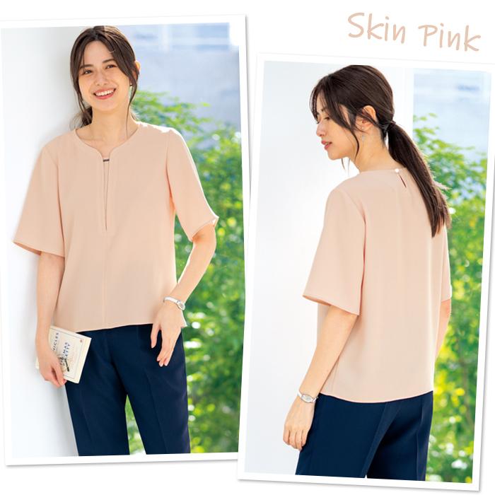 プルオーバーブラウス 四分袖 カットソー 事務服 オフィスカジュアル